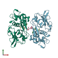 PDB entry 2h7j coloured by chain, front view.