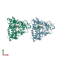 PDB entry 2h7s coloured by chain, front view.