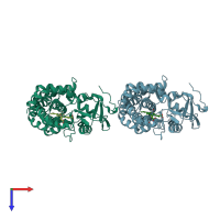 PDB entry 2h7s coloured by chain, top view.