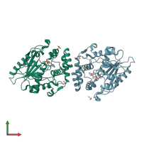 PDB entry 2h7x coloured by chain, front view.