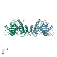 PDB entry 2h7x coloured by chain, top view.