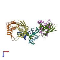 PDB entry 2h8c coloured by chain, top view.