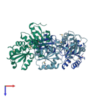 PDB entry 2h8l coloured by chain, top view.