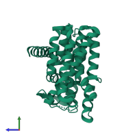 PDB entry 2h8o coloured by chain, side view.