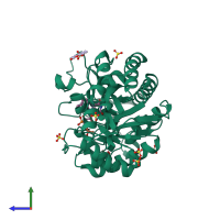 PDB entry 2h90 coloured by chain, side view.