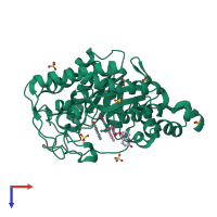 PDB entry 2h90 coloured by chain, top view.