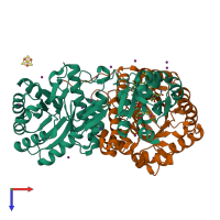 PDB entry 2h9a coloured by chain, top view.