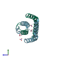 PDB entry 2h9c coloured by chain, side view.