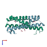 PDB entry 2h9c coloured by chain, top view.