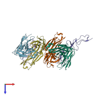 PDB entry 2h9g coloured by chain, top view.