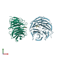 PDB entry 2h9n coloured by chain, front view.