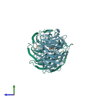 PDB entry 2h9n coloured by chain, side view.
