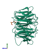 PDB entry 2h9p coloured by chain, side view.