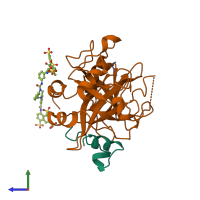 PDB entry 2h9t coloured by chain, side view.