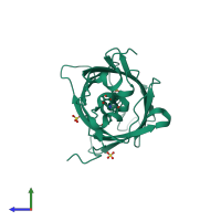 PDB entry 2h9w coloured by chain, side view.