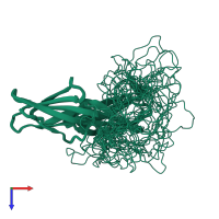 PDB entry 2ha1 coloured by chain, ensemble of 39 models, top view.