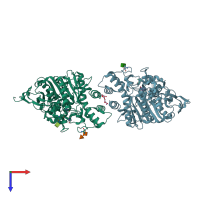 PDB entry 2ha3 coloured by chain, top view.