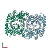 PDB entry 2ha9 coloured by chain, front view.