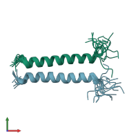 PDB entry 2hac coloured by chain, ensemble of 15 models, front view.