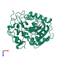 PDB entry 2had coloured by chain, top view.