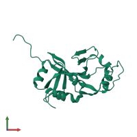 PDB entry 2haf coloured by chain, front view.