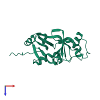 PDB entry 2haf coloured by chain, top view.