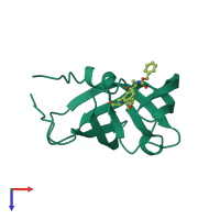 PDB entry 2hah coloured by chain, top view.