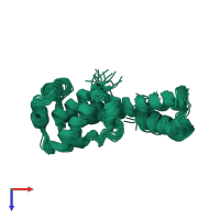 PDB entry 2haj coloured by chain, ensemble of 20 models, top view.