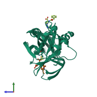 PDB entry 2hal coloured by chain, side view.