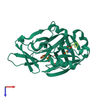 PDB entry 2hal coloured by chain, top view.