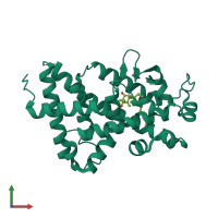 PDB entry 2ham coloured by chain, front view.