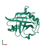 PDB entry 2haq coloured by chain, front view.