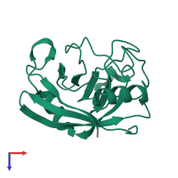 PDB entry 2haq coloured by chain, top view.