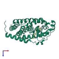 PDB entry 2har coloured by chain, top view.