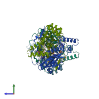 PDB entry 2hay coloured by chain, side view.