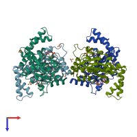 PDB entry 2hay coloured by chain, top view.