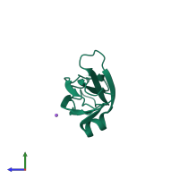 PDB entry 2haz coloured by chain, side view.