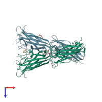 PDB entry 2hb0 coloured by chain, top view.
