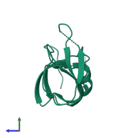 PDB entry 2hb2 coloured by chain, side view.