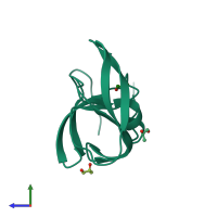 PDB entry 2hb4 coloured by chain, side view.