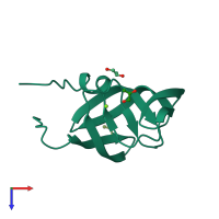 PDB entry 2hb4 coloured by chain, top view.