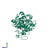 PDB entry 2hbm coloured by chain, side view.