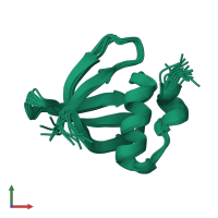 PDB entry 2hbp coloured by chain, ensemble of 20 models, front view.