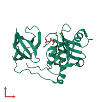 PDB entry 2hbw coloured by chain, front view.