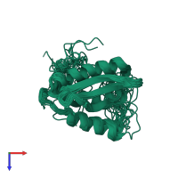 PDB entry 2hc5 coloured by chain, ensemble of 20 models, top view.