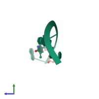 PDB entry 2hc7 coloured by chain, side view.