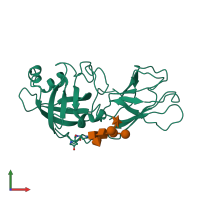 PDB entry 2hcz coloured by chain, front view.