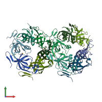 PDB entry 2hd3 coloured by chain, front view.