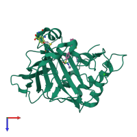 PDB entry 2hd6 coloured by chain, top view.