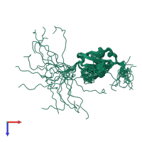 PDB entry 2hde coloured by chain, ensemble of 20 models, top view.